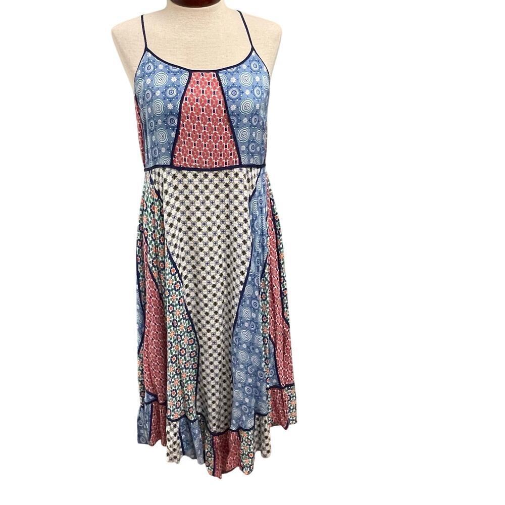Plenty by Tracy Reese Patchwork Maxi Dress in Blue, Red, Cream
